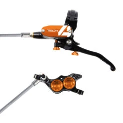Hope Tech 4 E4 Disc Brake - Steel Braided - Black/orange - Lever Left