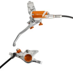 Hope Tech 4 X2 Disc Brake - Silver/orange - Lever Right