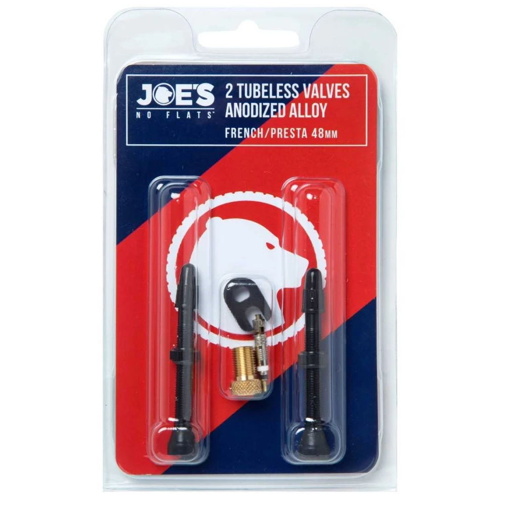 Joe's No Flats Tubeless Anodize Alloy French/Presta Valves (2 Pieces) - 48 Mm - Black 1 Joe's No Flats Tubeless Anodize Alloy French/Presta Valves (2 Pieces) - 48 Mm - Black