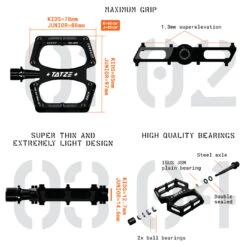 Tatze CONTACT CNC - MTB Flat Pedals - Junior - Blue -SRAM Bike Parts Sales tatze contact cnc junior 6 eng 1296735